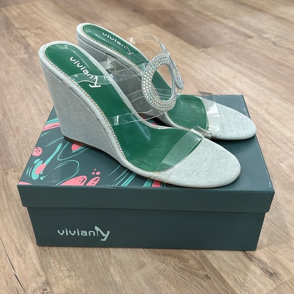 NEW Women’s Vivianly Denim Wedge Sandals - Picture 5 of 6